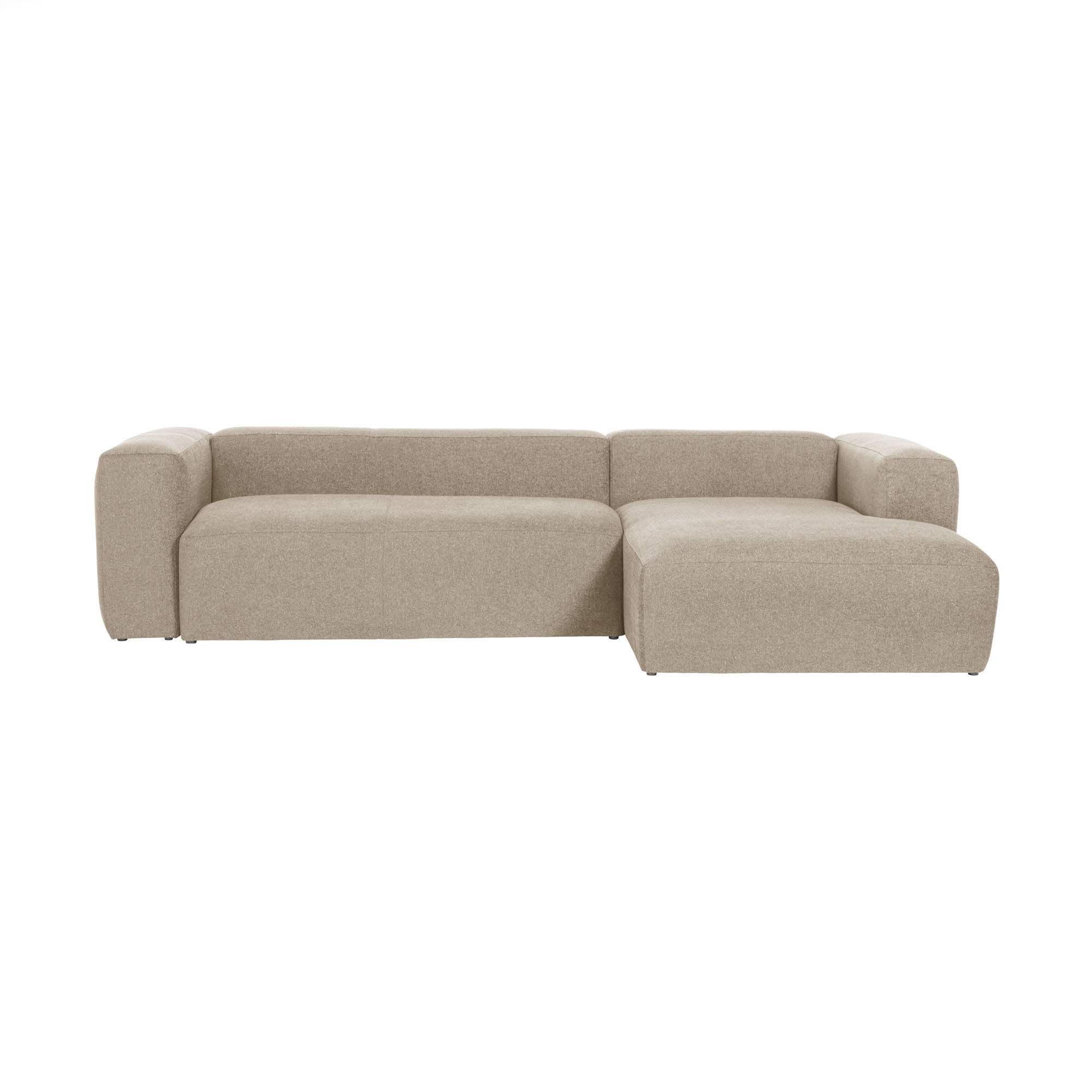KAVE HOME Block 3-personers soffa, med höger schäslong - beige tyg