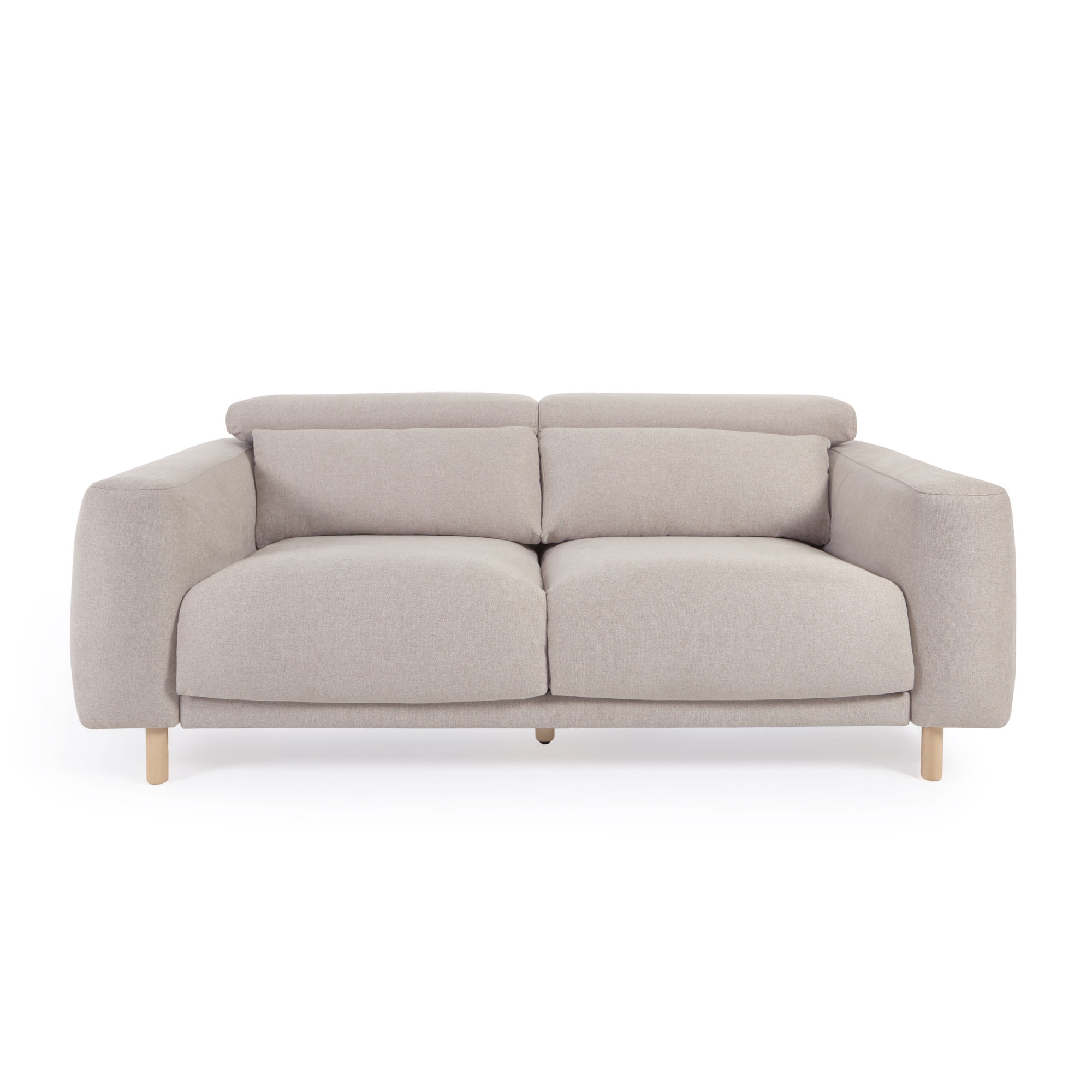 KAVE HOME Singa 3-personers soffa - beige tyg och naturligt bokträ