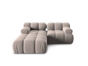 MICADONI Bellis Modul soffa, 3 sittplatser - beige sammet och svart plast