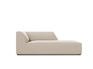MICADONI Ruby schäslong, höger - beige sammet och svart plast (180x93x69)