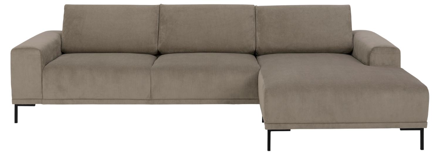 SOFFKONCEPT Noora 3-personers soffa, med höger schäslong - beige tyg och svart metall