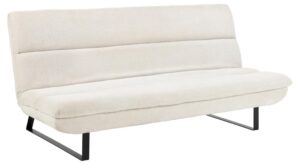 ACT NORDIC Arbonne bäddsoffa, med horisontella sömmar - beige tyg och svart stål (200x124)