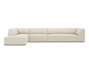 MICADONI Ruby Modul hörnsoffa, vänster, 5 sittplatser - beige manchester sammet och svart plast
