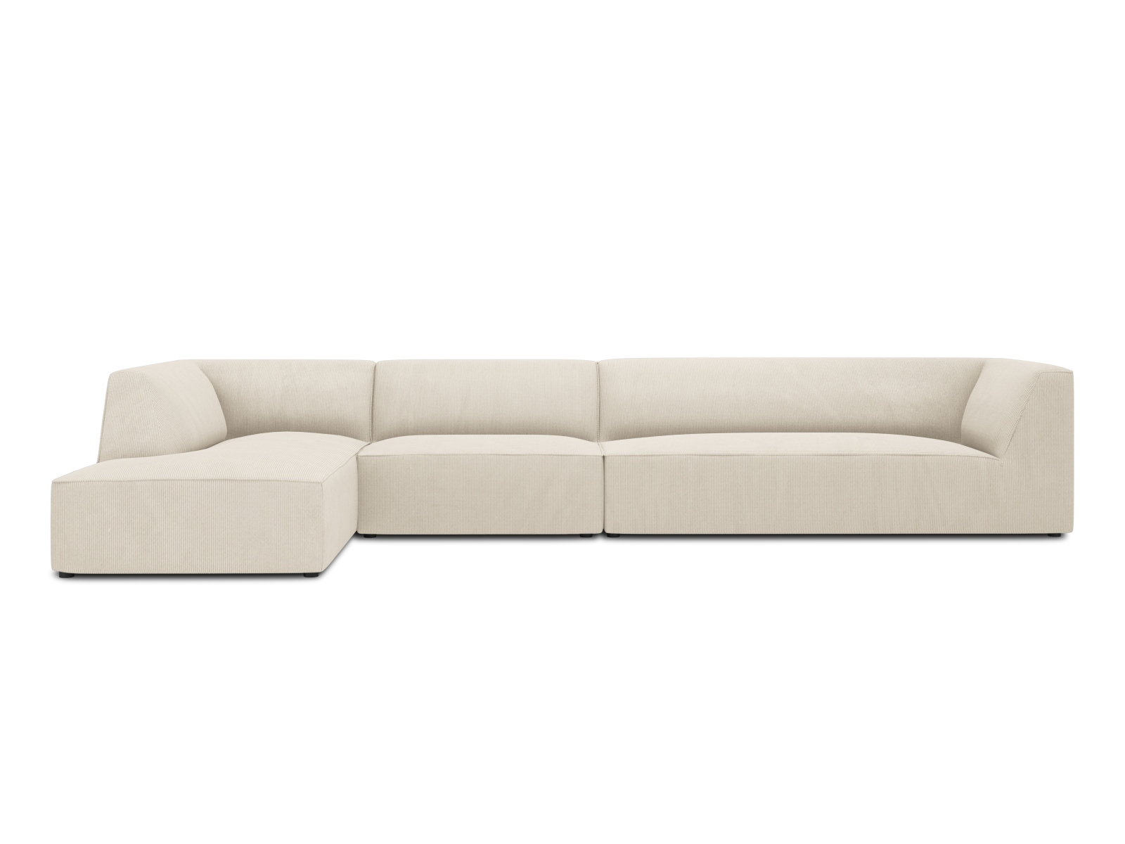 MICADONI Ruby Modul hörnsoffa, vänster, 5 sittplatser - beige manchester sammet och svart plast