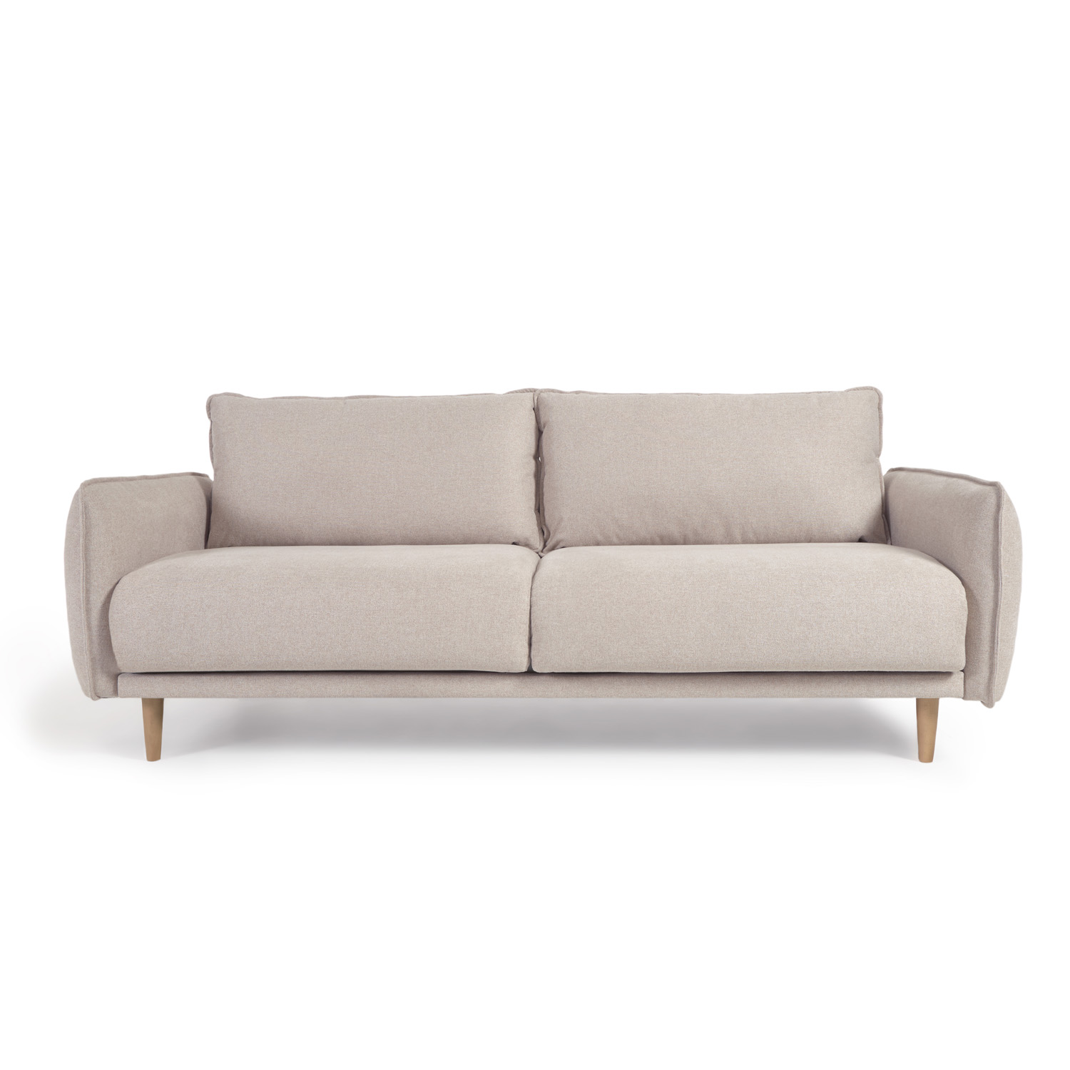 KAVE HOME Carlota 3-sits Soffa - beige chenille tyg och naturlig furu
