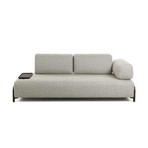 KAVE HOME Compo 3-sits Soffa med Liten Bricka - Beige Tyg och Metall