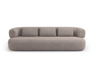 MICADONI Jenny soffa, 4 sittplatser - brun bouclé och svart plast