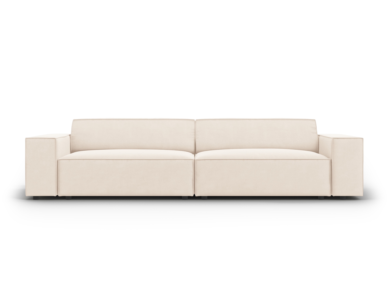 MICADONI Jodie soffa, 4 sittplatser - beige sammet och svart plast