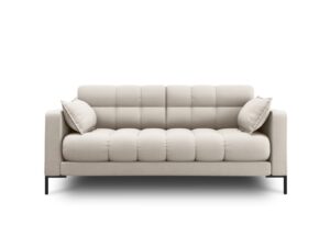 MICADONI Mamaia soffa, 2 sittplatser - beige tyg och svart metall