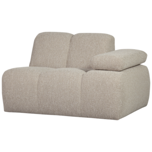 WOOOD MOJO 1-sits soffa med armstöd, höger, Bouclé, beige melerad