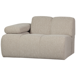 WOOOD MOJO 1-sits soffa med armstöd, vänster, BOUCLE, beige melerad