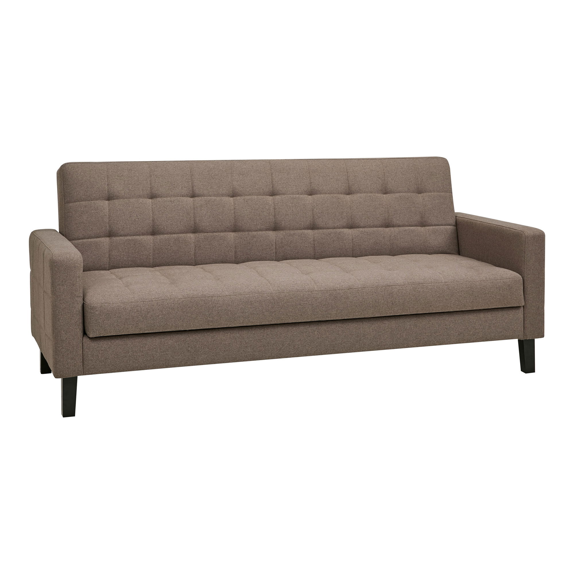 HOUSE NORDIC Milton bäddsoffa, med armstöd och förvaring - brun polyester och svart björkträ