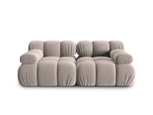 MICADONI Bellis Modul soffa, 2 sittplatser - beige velour och svart plast