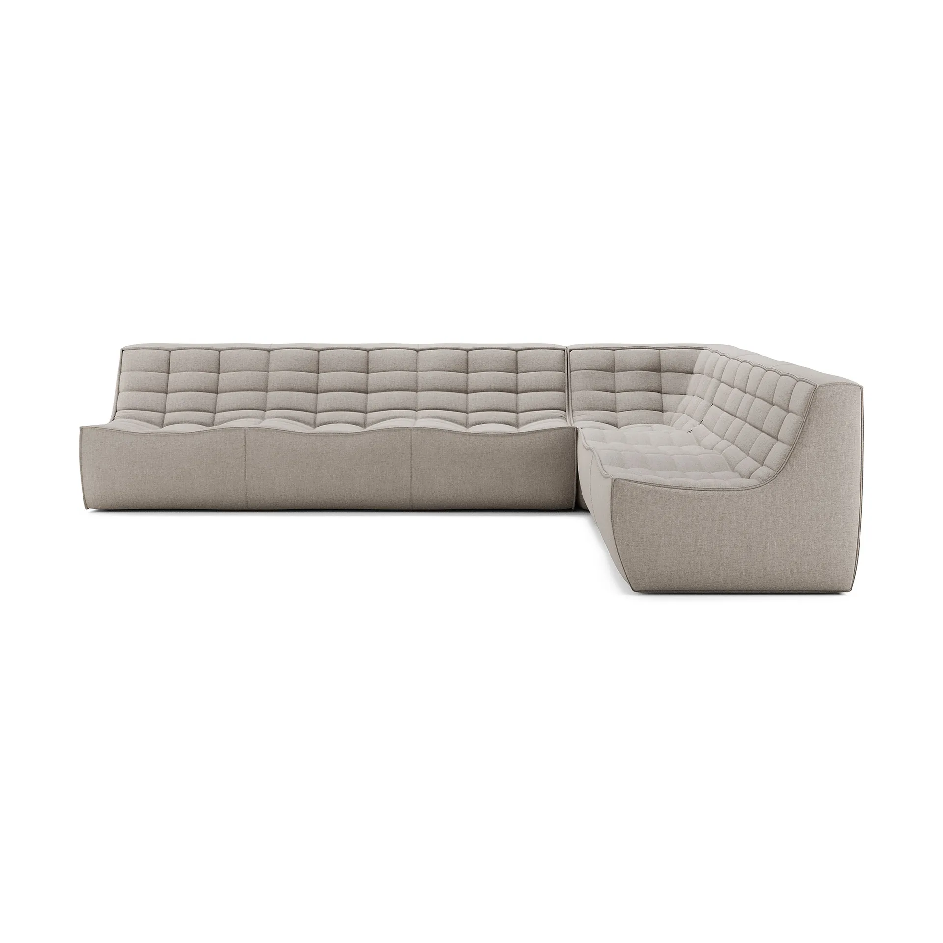 Ethnicraft N701 modulhörnsoffa med rakt hörn, tyg Ecru Beige, 301x231 cm