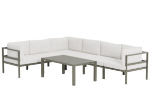 VENTURE HOME Copacabana Hörnsoffa 3 + 3 med Bord - Brun / Vit Bouclé