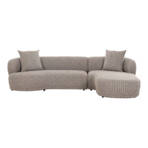 HOUSE NORDIC Kingston soffa, med schäslong höger och 2 kuddar - brun polyester