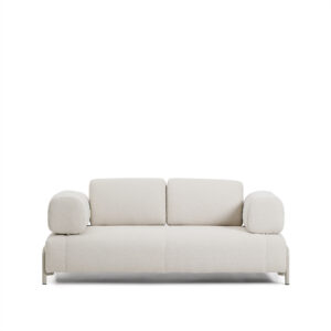 KAVE HOME Compo 2-sitssoffa - ecru chenilletyg och beige metall (200cm)