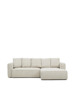 KAVE HOME Marela 3-sits bäddsoffa, med schäslong höger - beige chenille (B:276cm)