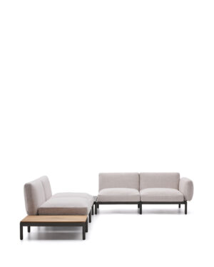 KAVE HOME Sorells utomhusmodulär hörnsoffa med 4 sittplatser - beige tyg och grå aluminium