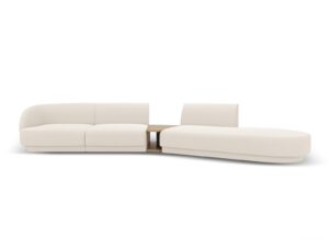 MICADONI Miley 4-sits modulsoffa, höger, w. soffbord - beige bouclé