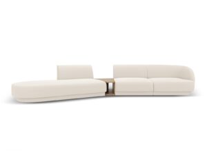 MICADONI Miley 4-sits modulsoffa, vänster, med soffbord - beige bouclé