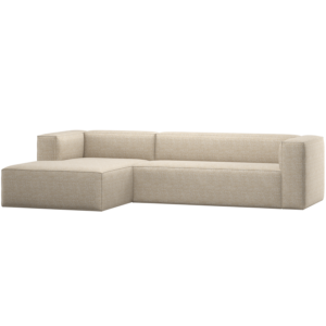 WOOOD Bean hörnsoffa, vänster - beige melerad polyestertyg