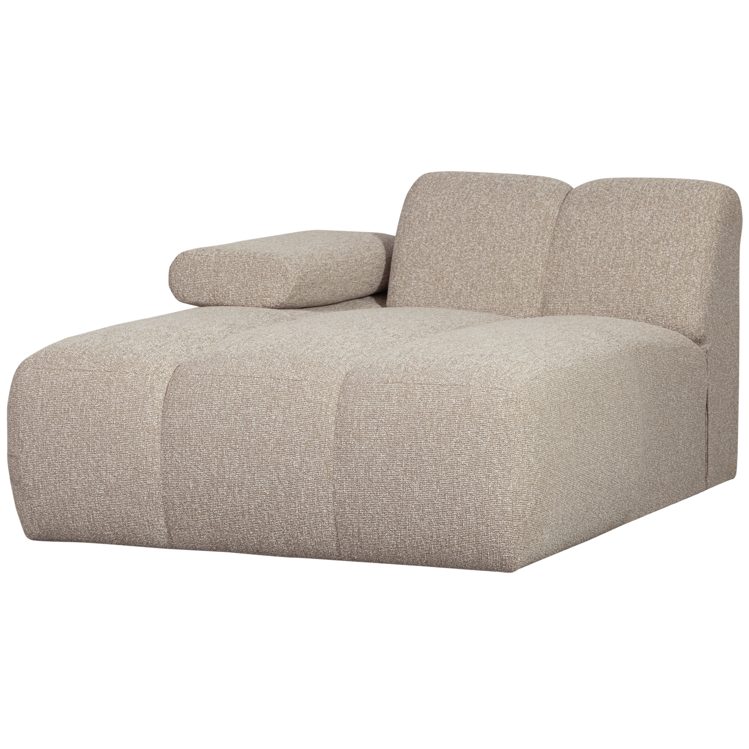 WOOOD Mojo schäslongelementsoffa, vänster, w. armstöd - beige melange bouclé tyg