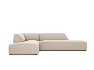 MICADONI Ruby hörnsoffa, vänster, 4 sittplatser - beige sammet och svart plast